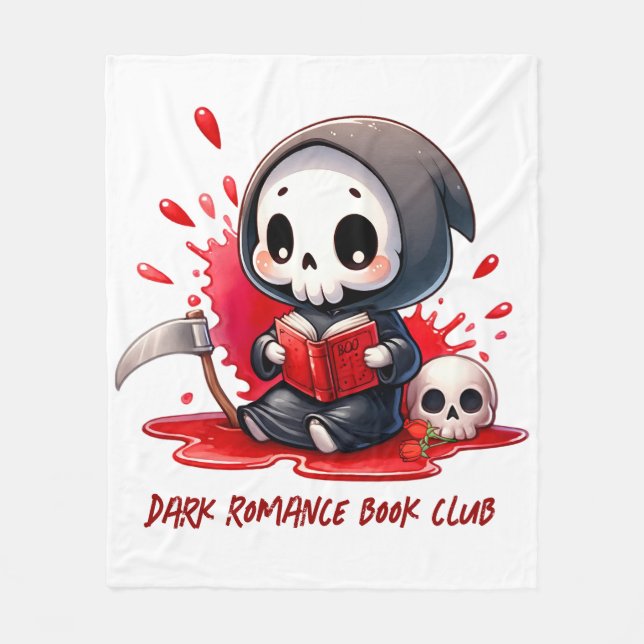 Watercolor Grim Reaper Book Lover  Fleece Blanket (Front)