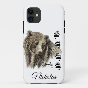 Watercolor Grizzly Bear Animal Art to Customize iPhone 11 Case