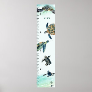 Watercolor Growing Sea Turtles Personalized Poster