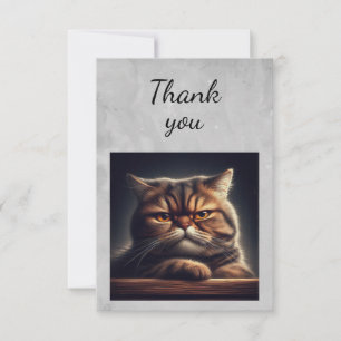 Watercolor Grumpy Grouchy Cat Kitten Pet Animal Thank You Card