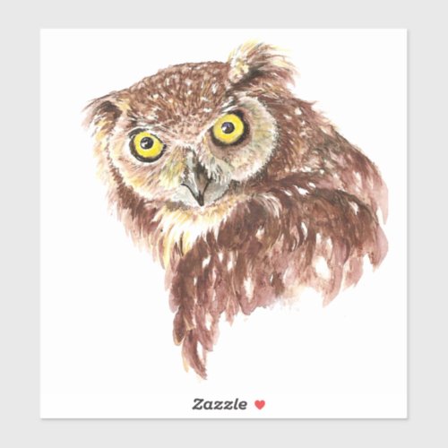 Watercolor Grumpy Owl Bird Wildlife Nature Art Sticker