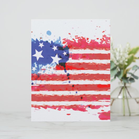 watercolor grunge American Flag (Standing Front)