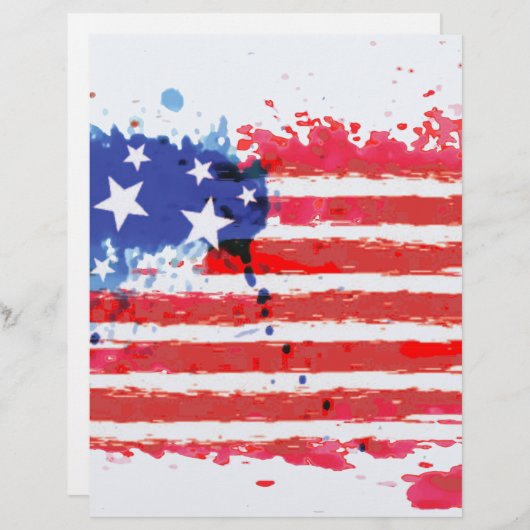 watercolor grunge American Flag (Front/Back)