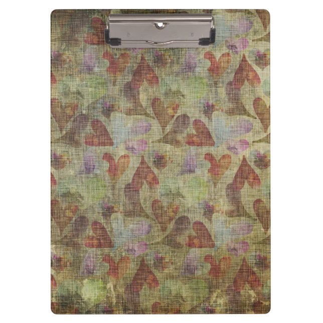 Watercolor Grunge Hearts Pattern Clipboard (Front)