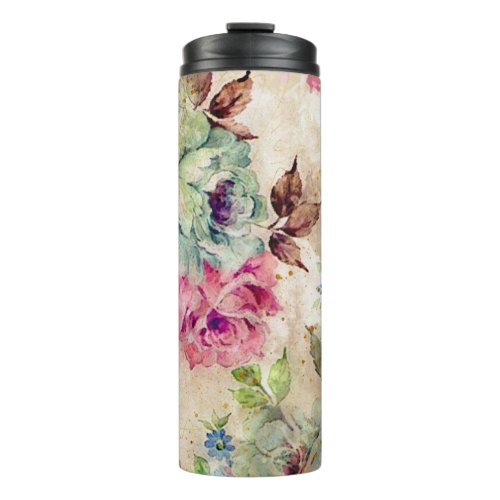 Watercolor Grunge Roses Texture Thermal Tumbler