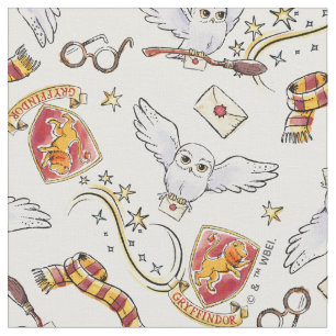 Watercolor GRYFFINDOR™ Hedwig Pattern Fabric
