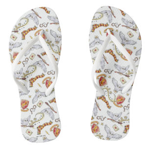 Watercolor GRYFFINDOR™ Hedwig Pattern Flip Flops