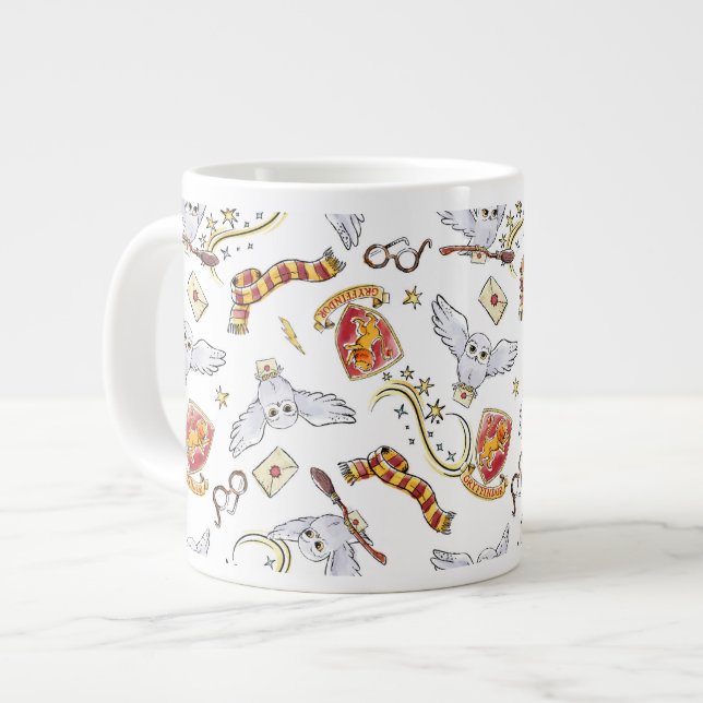 Watercolor GRYFFINDOR™ Hedwig Pattern Giant Coffee Mug (Front Left)