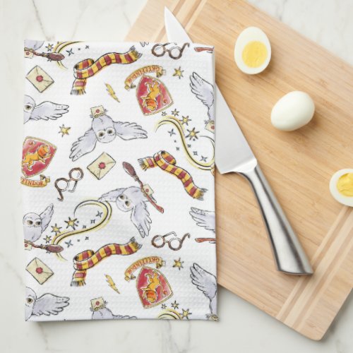 Watercolor GRYFFINDOR Hedwig Pattern Kitchen Towel