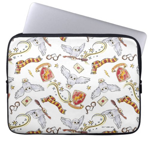 Watercolor GRYFFINDOR Hedwig Pattern Laptop Sleeve