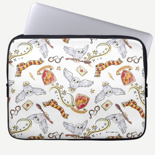 Watercolor GRYFFINDOR™ Hedwig Pattern Laptop Sleeve