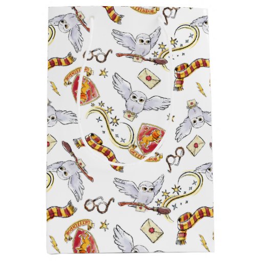 Watercolor GRYFFINDOR™ Hedwig Pattern Medium Gift Bag | Zazzle