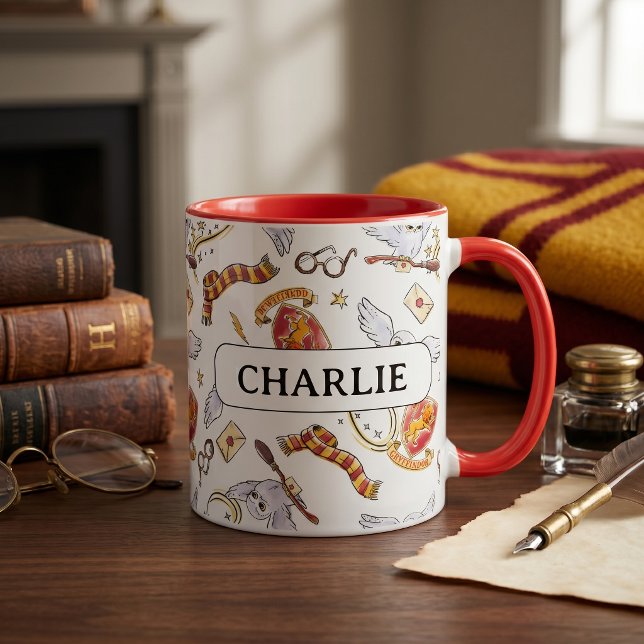 Watercolor GRYFFINDOR™ Hedwig Pattern Mug (Creator Uploaded)