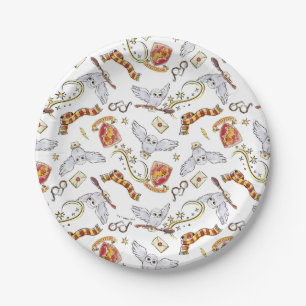 Watercolor GRYFFINDOR™ Hedwig Pattern Paper Plates