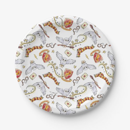 Watercolor GRYFFINDOR Hedwig Pattern Paper Plates