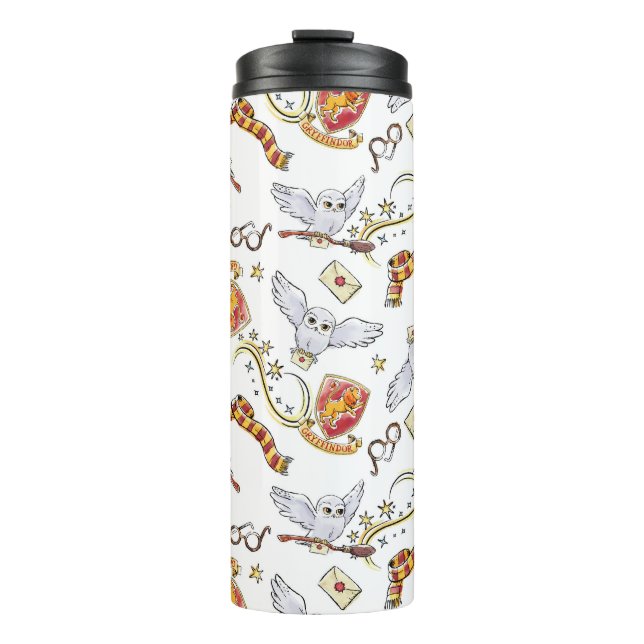 Watercolor GRYFFINDOR™ Hedwig Pattern Thermal Tumbler (Front)