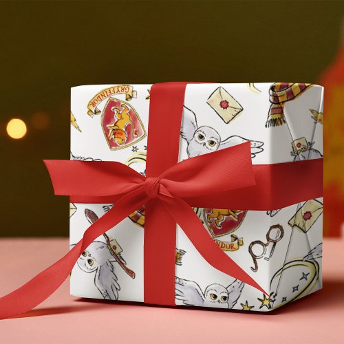 Watercolor GRYFFINDORâ Hedwig Pattern Wrapping Paper Sheets