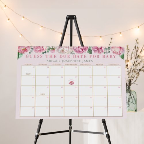 Watercolor Guess The Due Date Baby Shower Game Foam Board