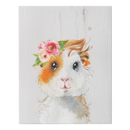 Watercolor Guinea Pig Baby Animals Nursery Faux Canvas Print