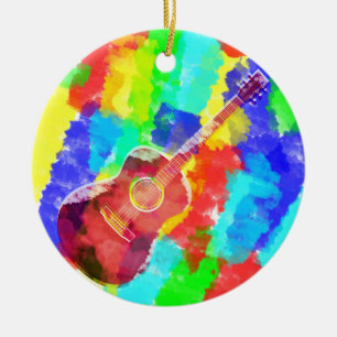 Watercolor Guitar Ceramic Ornament