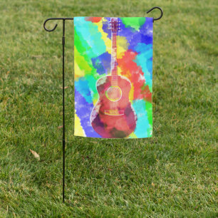 Watercolor Guitar Garden Flag