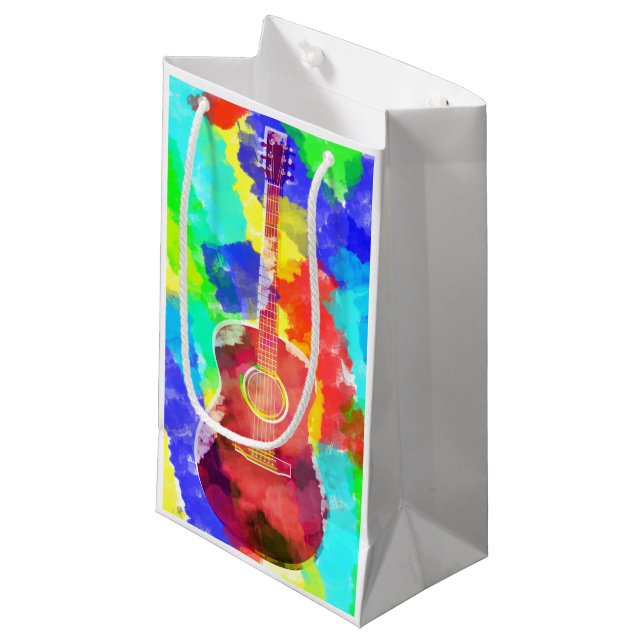 Watercolor Guitar Small Gift Bag (Front Angled)