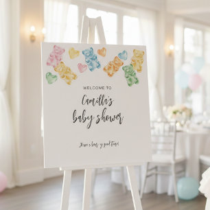 Watercolor Gummy Bears Baby Shower Welcome Sign