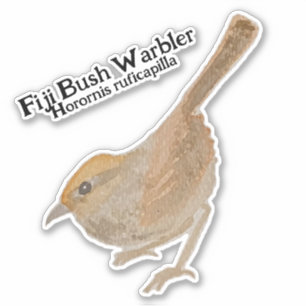 Watercolor H. ruficapilla Fiji Bush Warbler Sticker