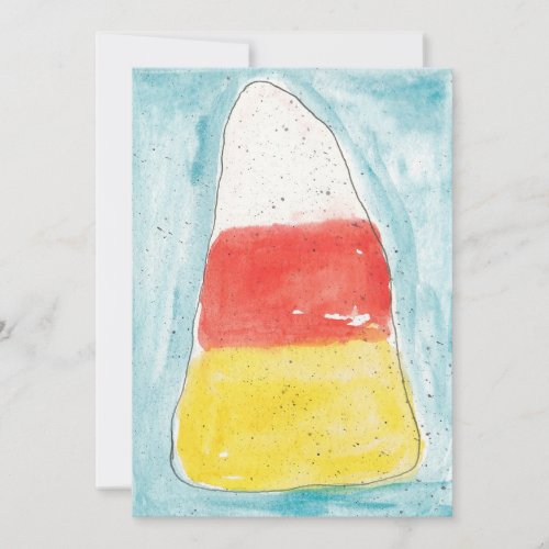 Watercolor Halloween Candy Corn Blank Notecard