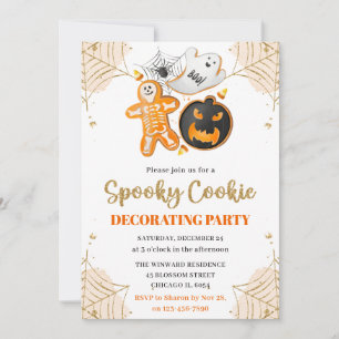 Watercolor Halloween Cookie Decorating Party Invitation