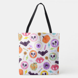 Watercolor Halloween Cookies Spooky Pattern Tote B
