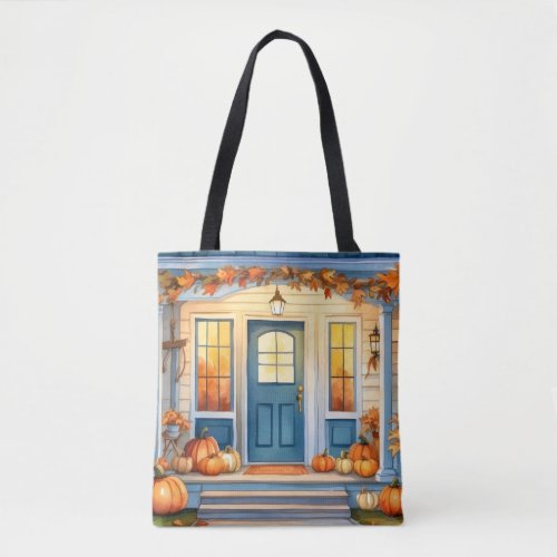 Watercolor Halloween Fall Pumpkins Autumn Leaves   Tote Bag