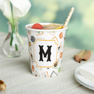 Watercolor Halloween Mahjong Tiles Monogram Paper Cups