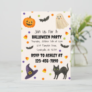 Watercolor Halloween Party Invite