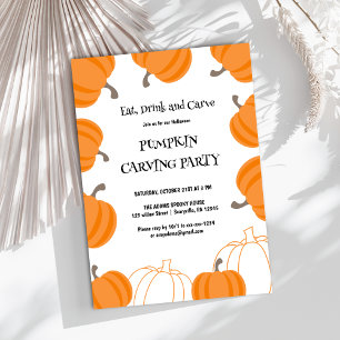Watercolor Halloween Pumpkin Carving Party Invitation