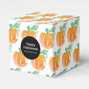 Watercolor Halloween Pumpkin Trick or Treat Candy Favor Boxes