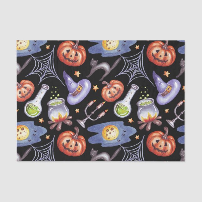 Watercolor Halloween Pumpkins, Magic Potion  Tissue Paper (Front)