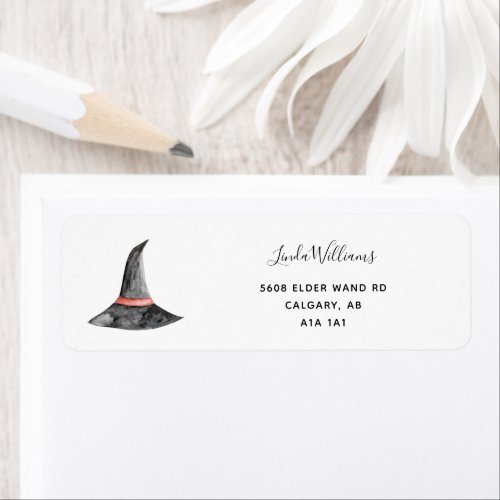 Watercolor Halloween Witchs Hat Elegant simple Label