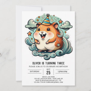 Watercolor Hamster Printable Birthday Invitation
