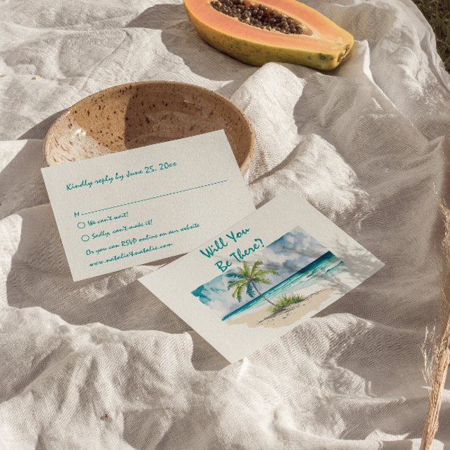 Watercolor Hand Drawn Beach Colorful Wedding   RSVP Card (Creator Uploaded)