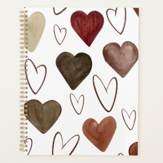 Watercolor Hand Drawn Out lines Heart Sketch Planner