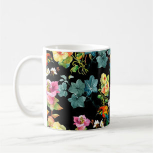 Watercolor hand drawn seamless colorful pattern wi coffee mug