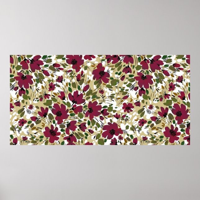 Watercolor hand drawn seamless pattern with beauti poster (Front)