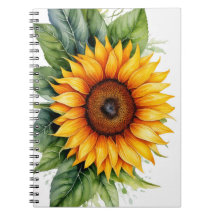watercolor hand drawn sunflower Spiral Notebook