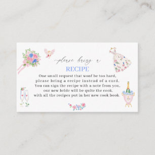Watercolor Hand Drawn whimsical Recipe card brid