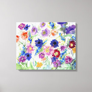 Watercolor Hand Pained Wild Flowers Canvas Print