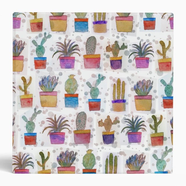 Watercolor hand paint cactus pattern binder (Front)