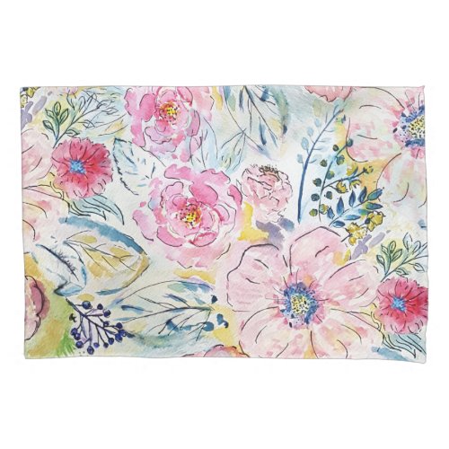 Watercolor hand paint floral design pillowcase
