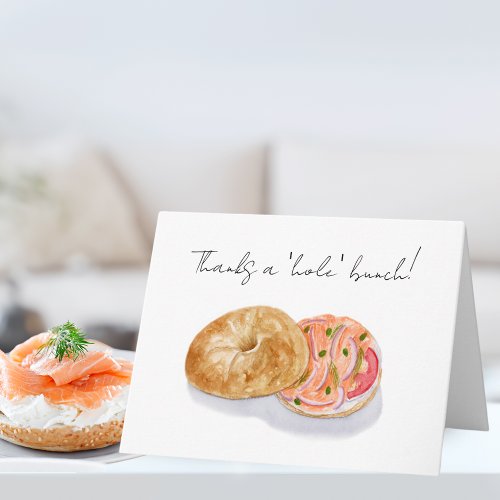 Watercolor Hand Painted Bagel With Salmon Card