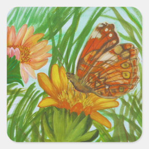 Watercolor – Hand Painted Botanical Floral Art Square Sticker